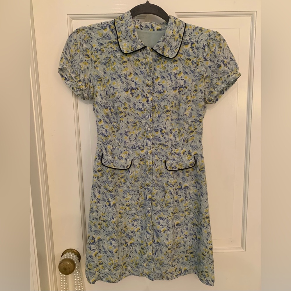 Handmade 1970s Vintage Floral Mini Dress